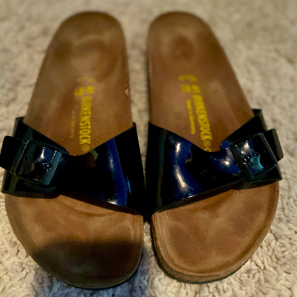Birkenstocks.. NEVER WORN!!!  Black Patent leather , Women size 41/10
